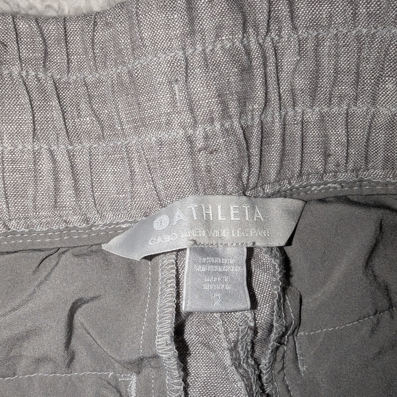 Athleta Cabo 100% Linen Wide Leg Pants Grey Size 2 - Picture 2 of 6